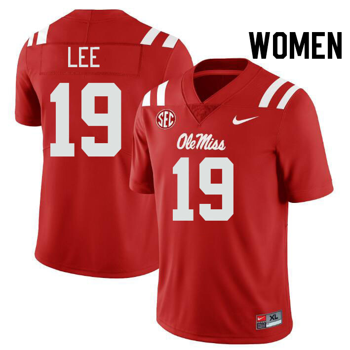 Women #19 Cayden Lee Ole Miss Rebels College Football Jerseys Stitched-Red